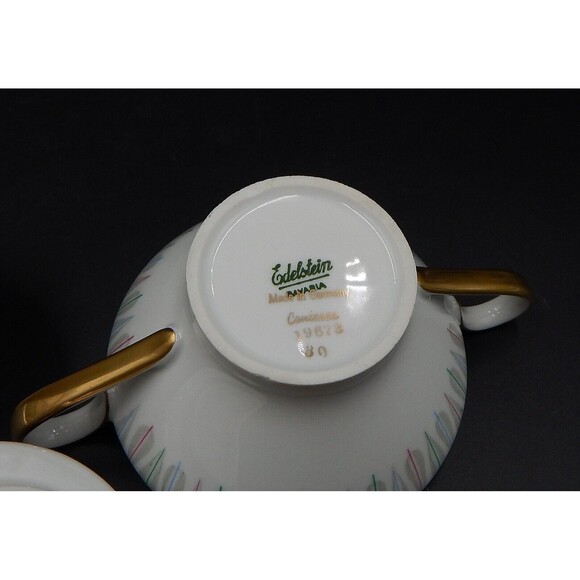 Edelstein Bavaria Contessa Sugar And Creamer Gold Trim 19673 Feather Germany - Picture 8 of 11